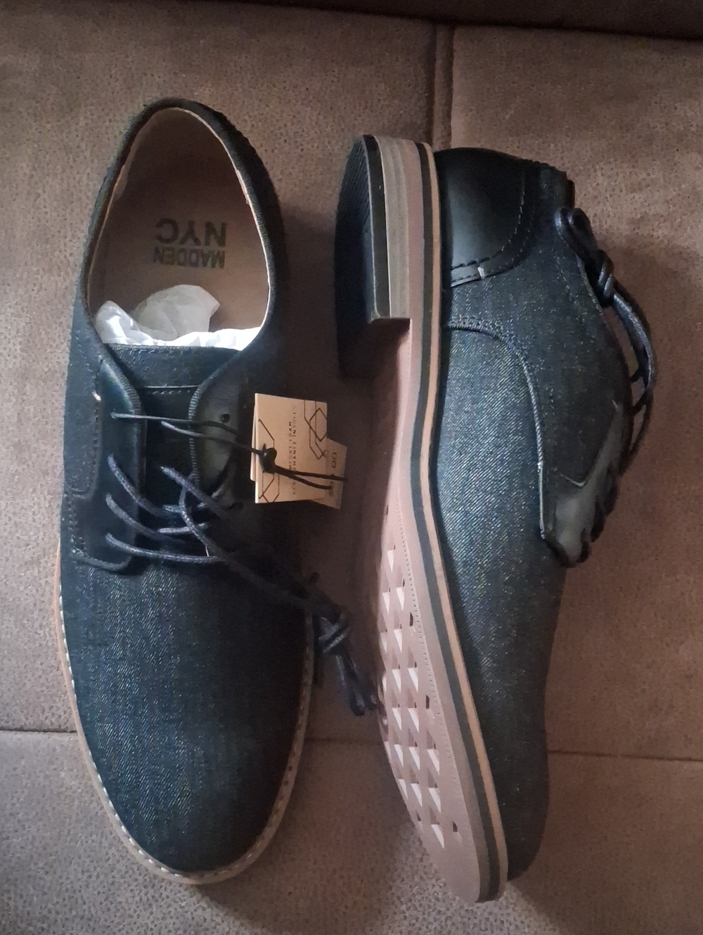 Madden NYC Leo Denim Men's Black Lace-Up Oxford Shoes Size 11 1/2